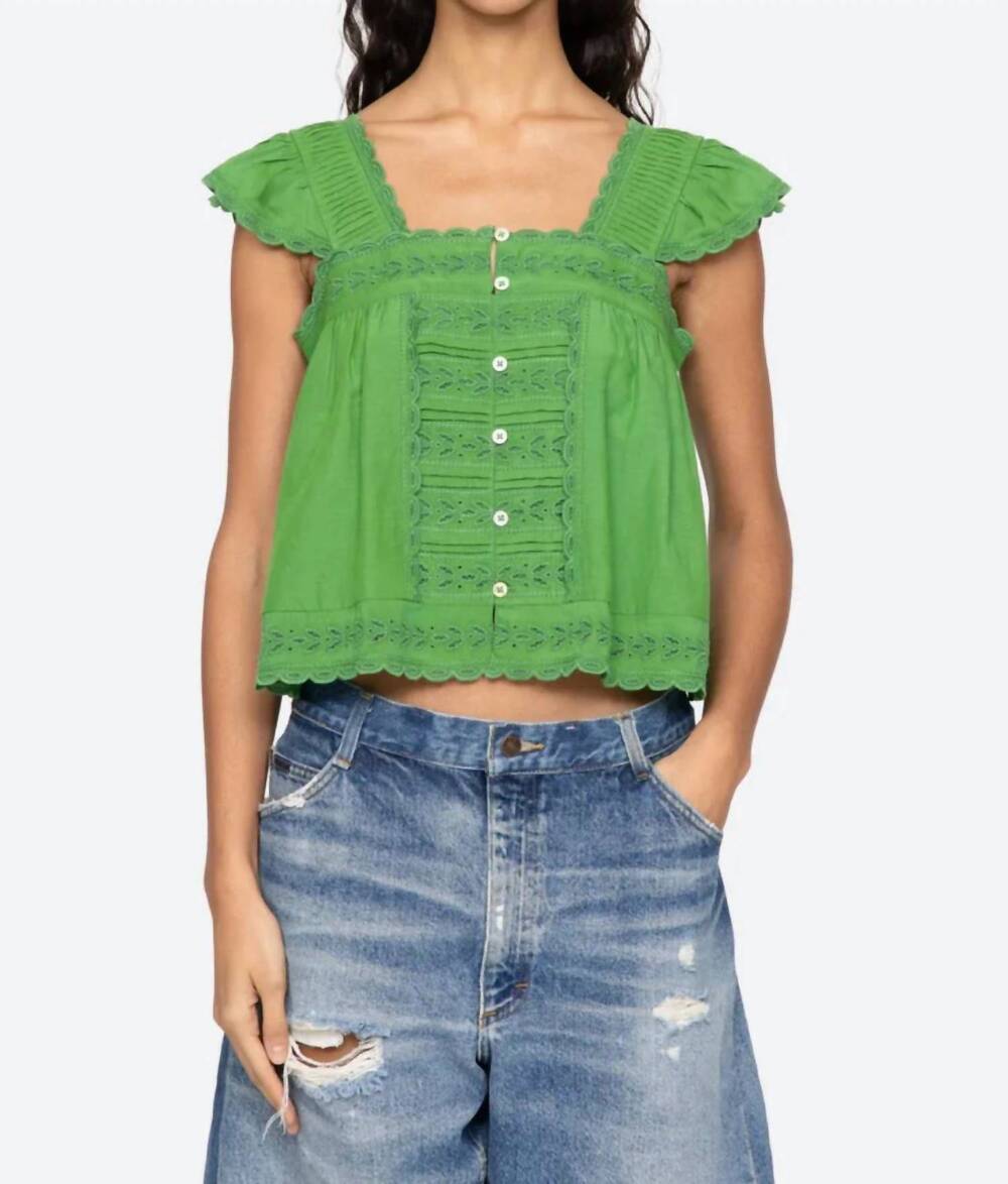 NEW SEA eliza top in green